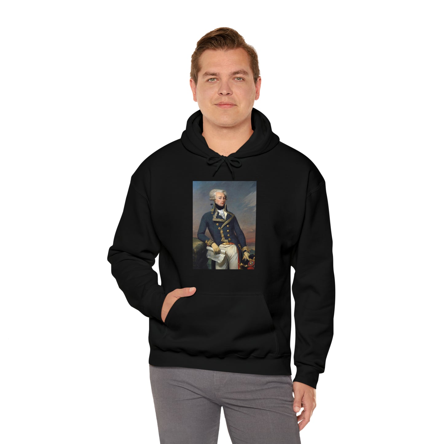 Two-Sided Marquis de Lafayette Classic Unisex Heavy Blend Hooded Sweatshirt With Quote