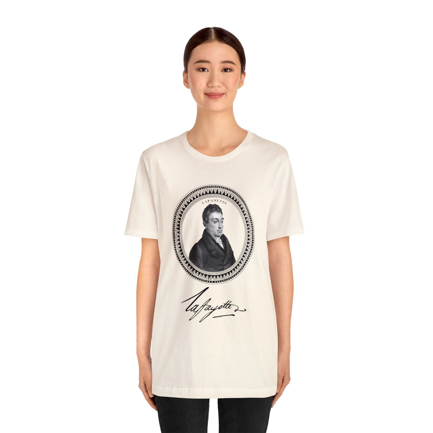 Marquis de Lafayette 1820's Emblem Unisex Jersey Short Sleeve - Lafayette signature, History, Washington, Hamilton, America