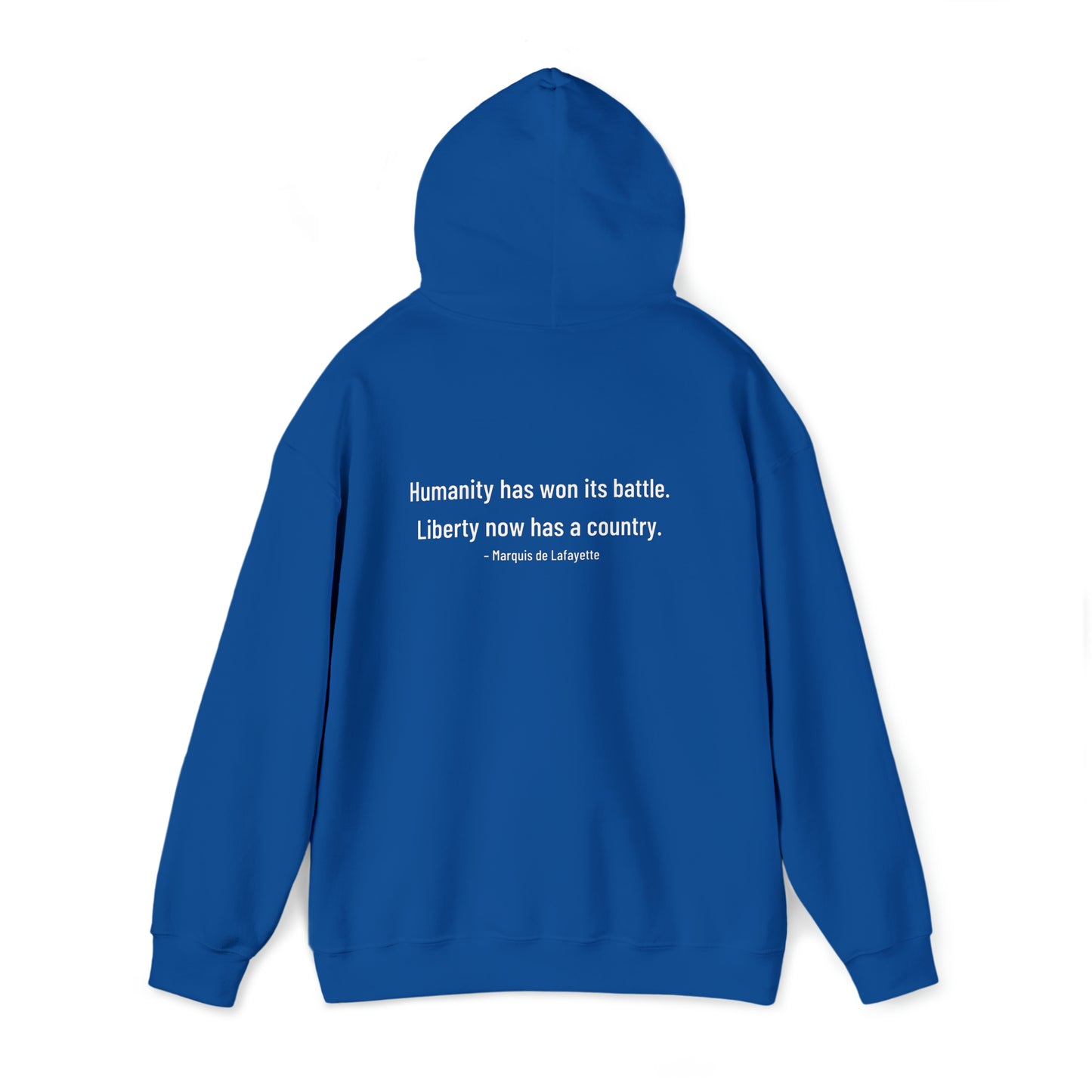 Two-Sided Marquis de Lafayette Classic Unisex Heavy Blend Hooded Sweatshirt With Quote