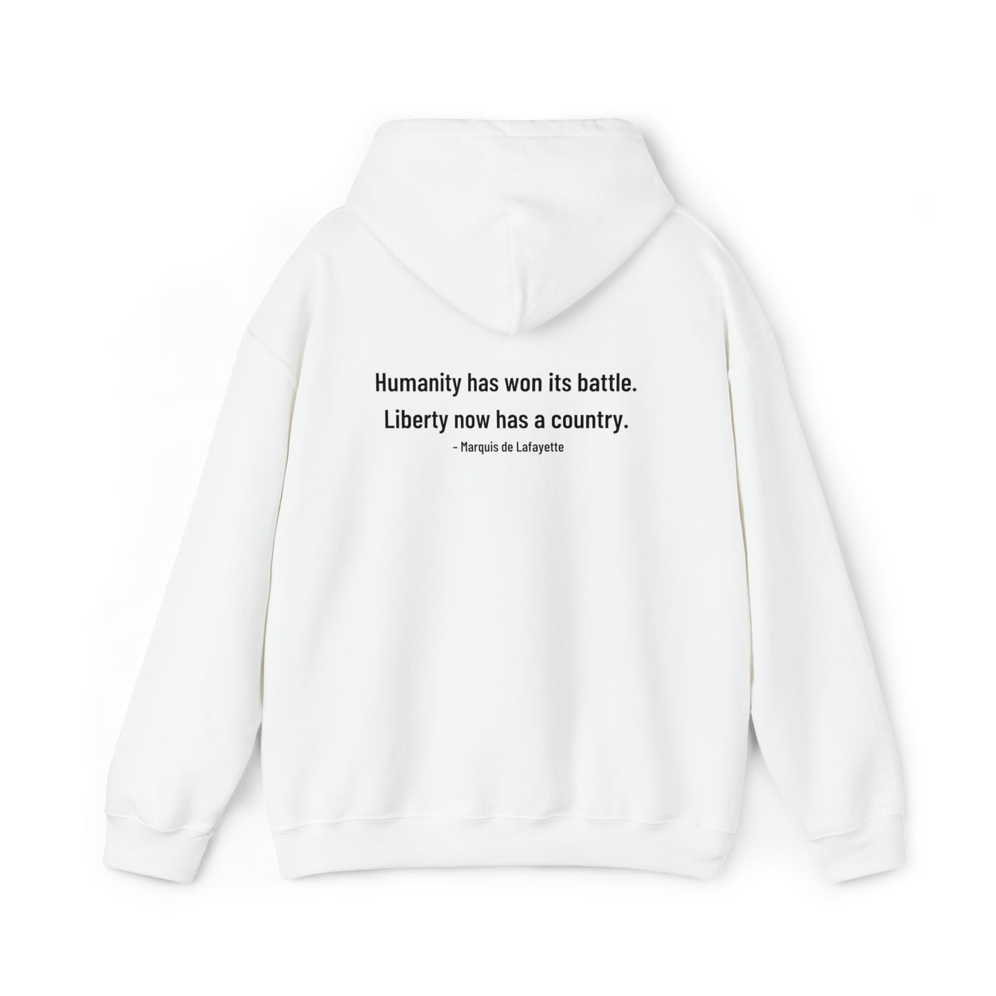 Two-Sided Marquis de Lafayette Classic Unisex Heavy Blend Hooded Sweatshirt With Quote
