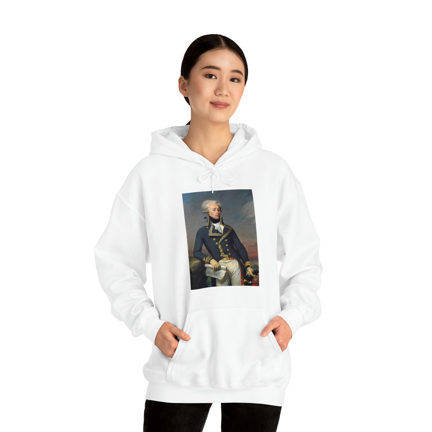 Two-Sided Marquis de Lafayette Classic Unisex Heavy Blend Hooded Sweatshirt With Quote