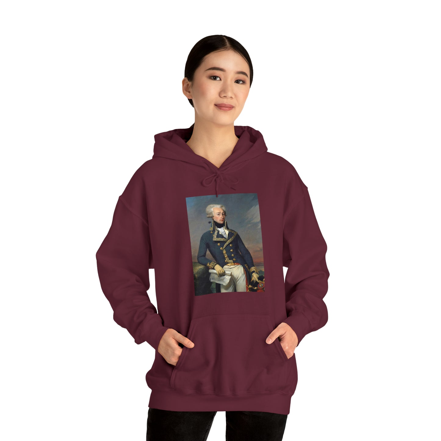 Two-Sided Marquis de Lafayette Classic Unisex Heavy Blend Hooded Sweatshirt With Quote