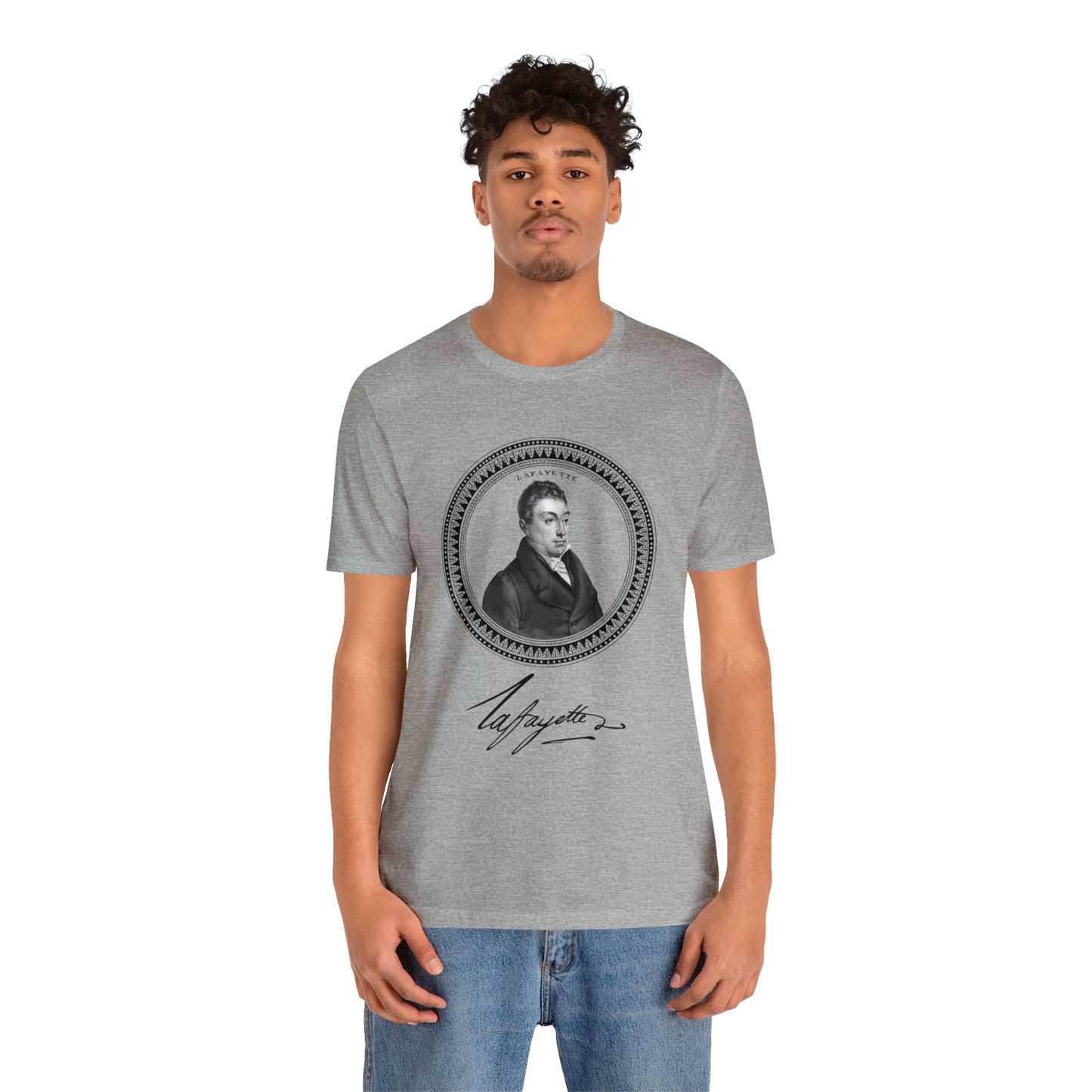 Marquis de Lafayette 1820's Emblem Unisex Jersey Short Sleeve - Lafayette signature, History, Washington, Hamilton, America