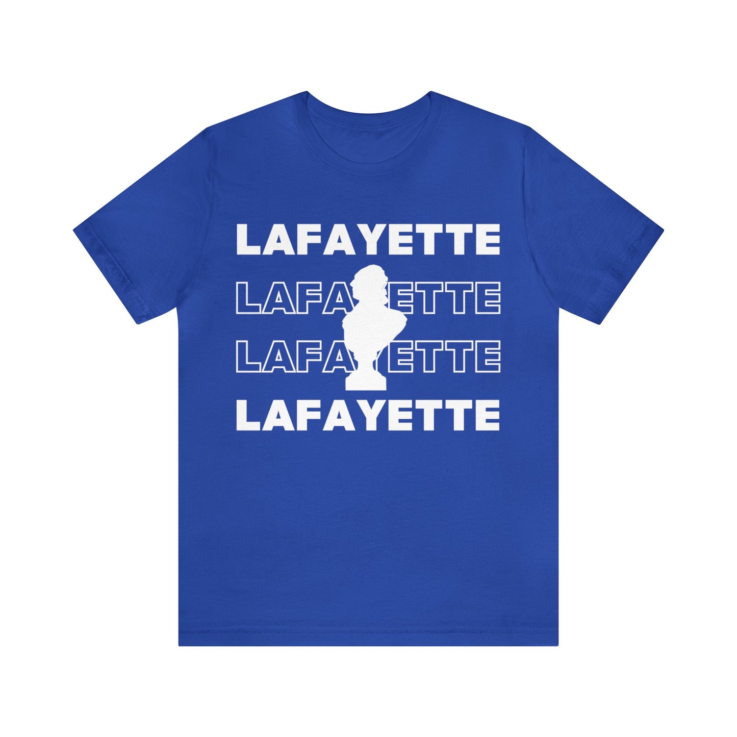 Lafayette Bust Silhouette Over White Letters - Unisex Jersey Short Sleeve - The Nation's Guest, Marquis de Lafayette