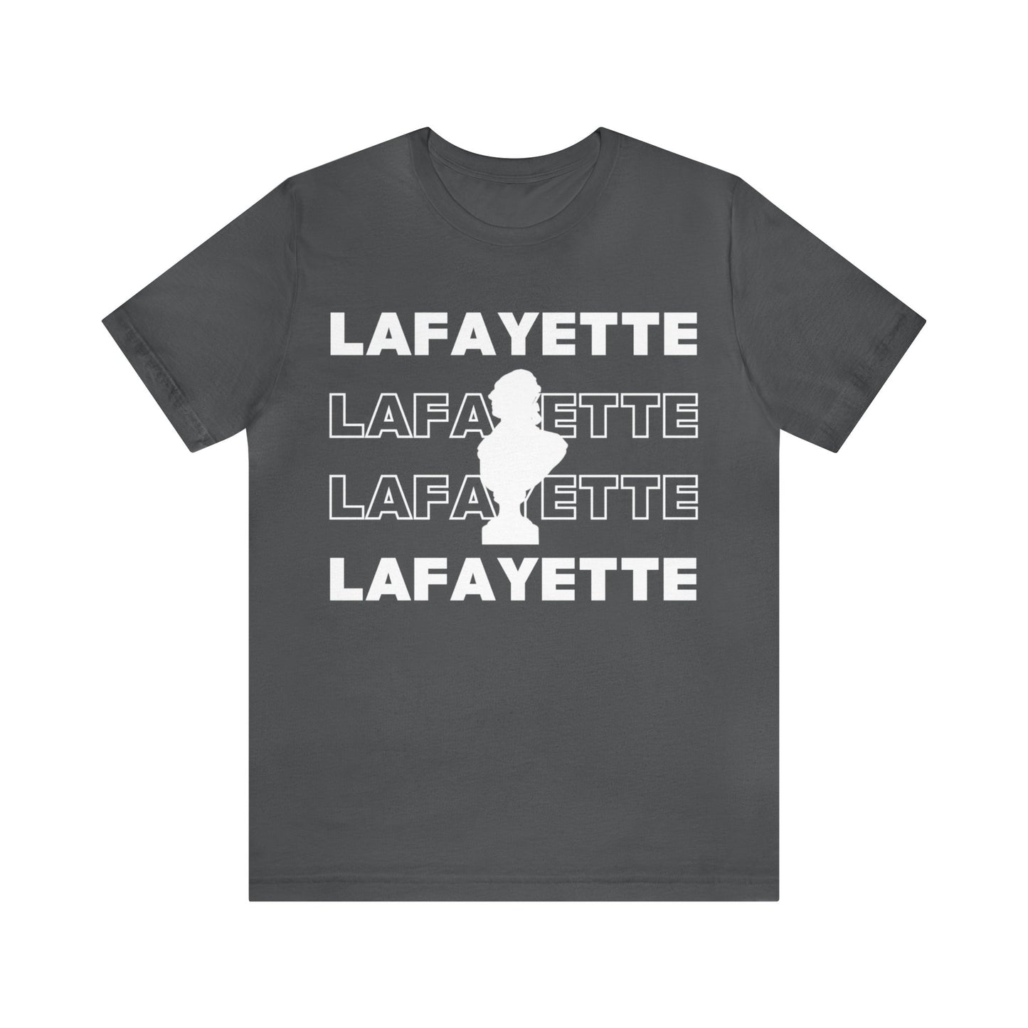 Lafayette Bust Silhouette Over White Letters - Unisex Jersey Short Sleeve - The Nation's Guest, Marquis de Lafayette