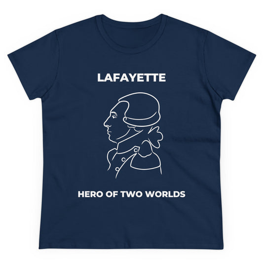 Lafayette Women's Tee Cap Sleeves Midweight Cotton - Slightly Fitted - Line Portrait, History, History Teacher, Bicentennial, Marquis