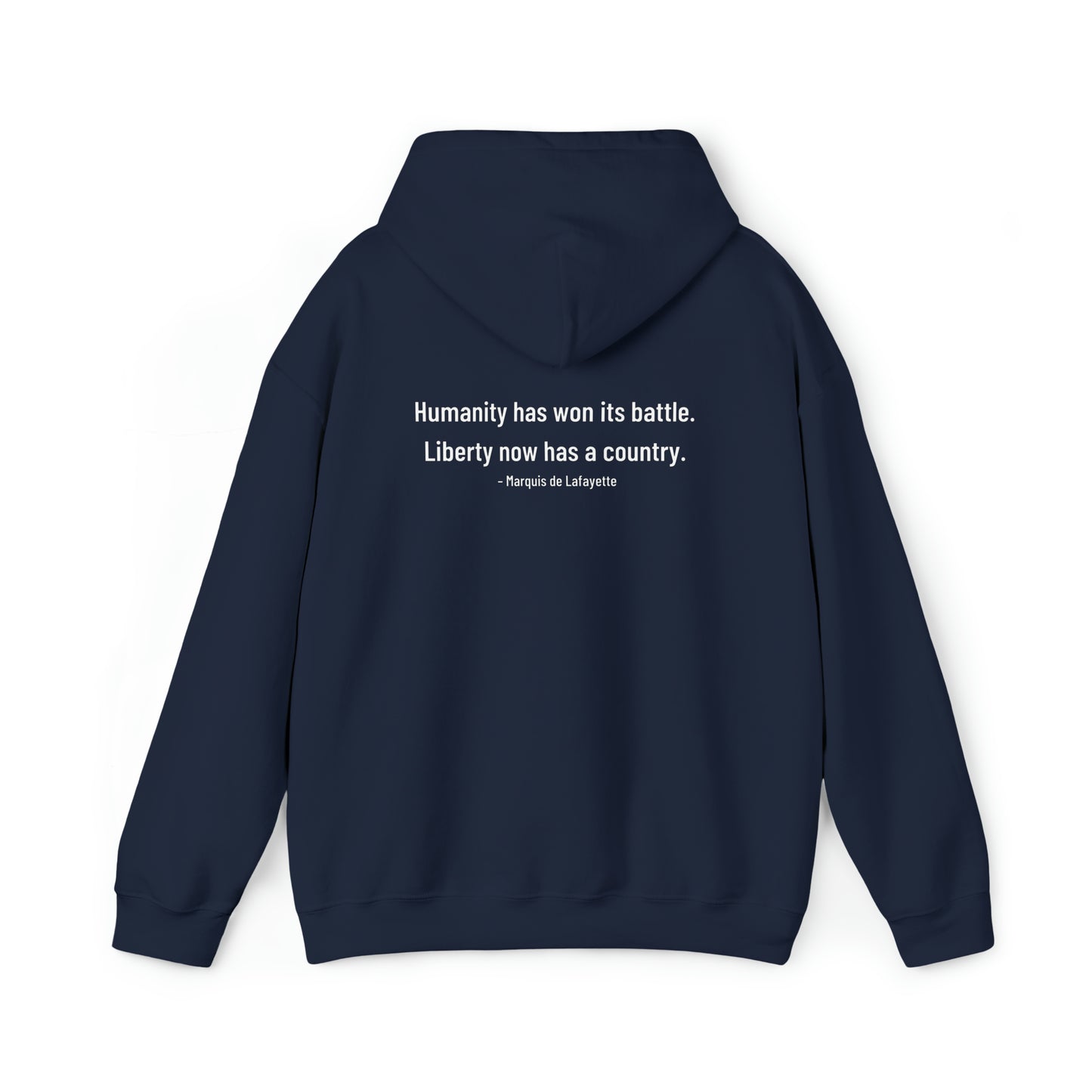 Two-Sided Marquis de Lafayette Classic Unisex Heavy Blend Hooded Sweatshirt With Quote
