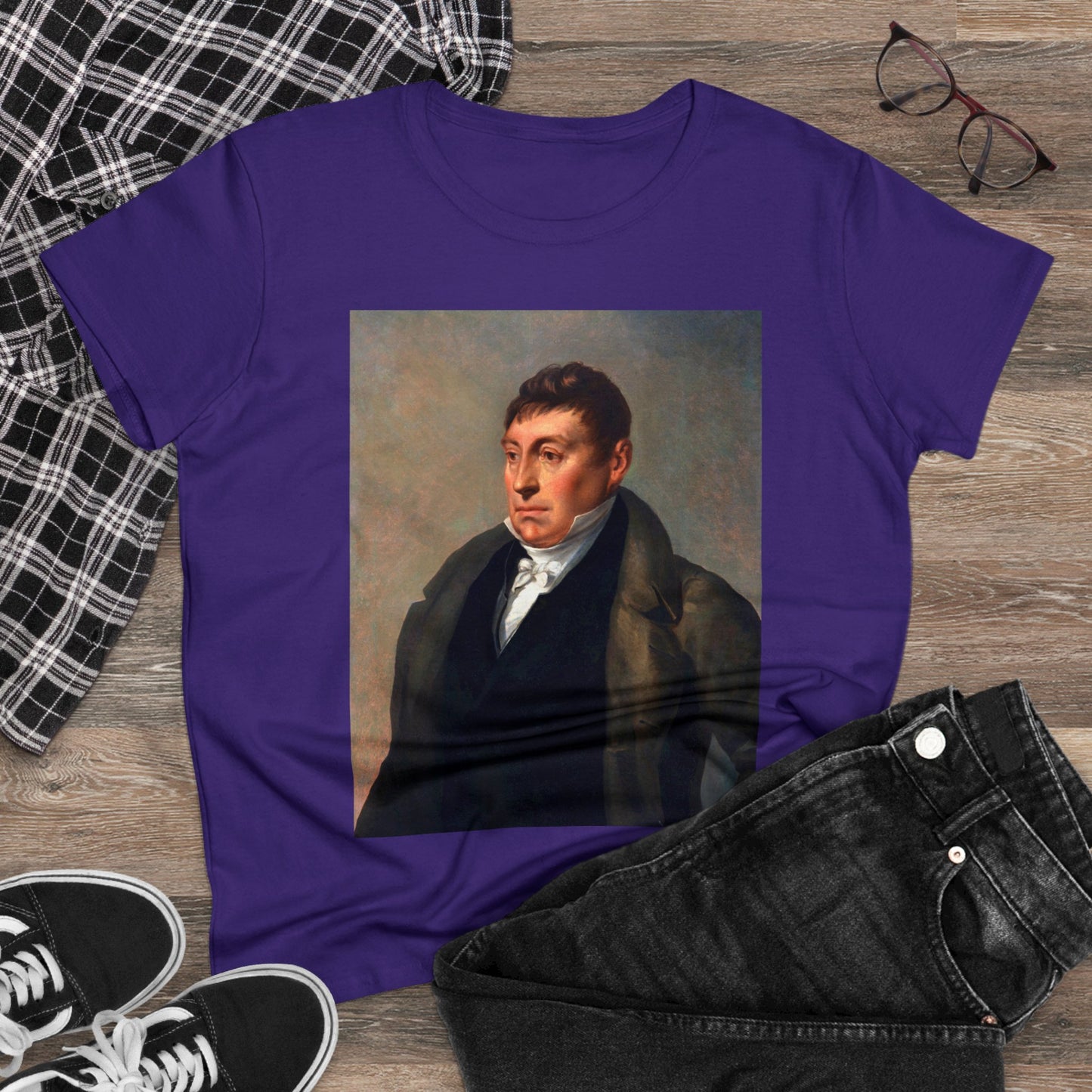 Lafayette Women's Tee Cap Sleeves Midweight Cotton - Slightly Fitted - 1820, Bicentennial, Marquis de Lafayette, History, History Teacher,