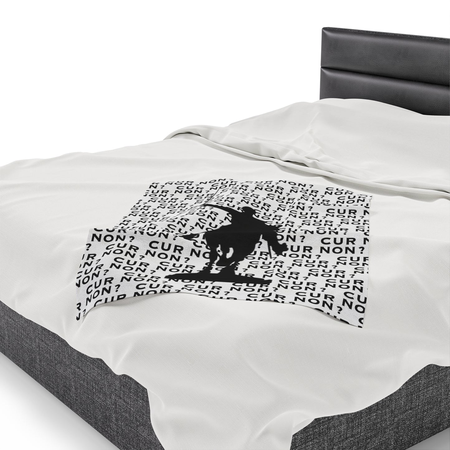lafayette blanket Marquis de Lafayette silhouette and cur non motto on a blanket in black and white
