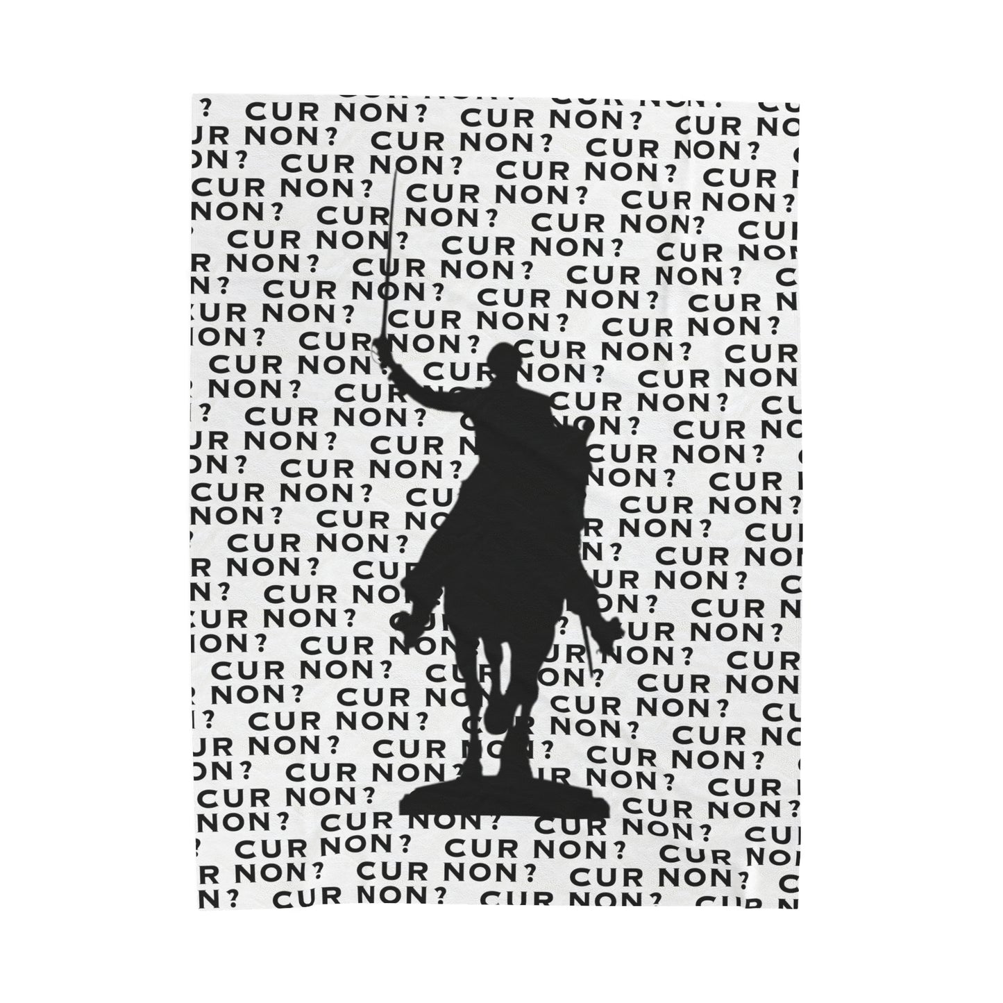 lafayette blanket Marquis de Lafayette silhouette and cur non motto on a blanket in black and white