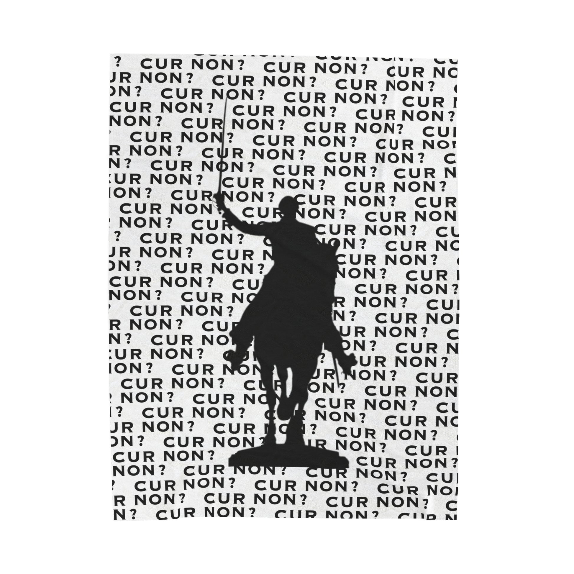 lafayette blanket Marquis de Lafayette silhouette and cur non motto on a blanket in black and white