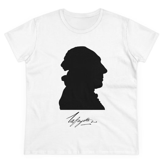 Women's Lafayette Silhouette Bust Portrait Cap Sleeves Cotton Tee - Slightly Fitted, Marquis de Lafayette, History