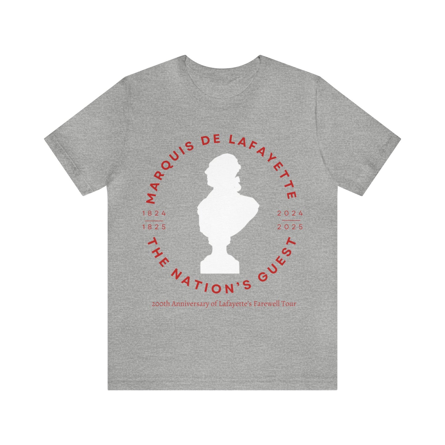 Lafayette Bust Silhouette Bicentennial Farewell Tour T-shirt - Unisex Jersey Short Sleeve - Hero of Two Worlds, Marquis de Lafayette