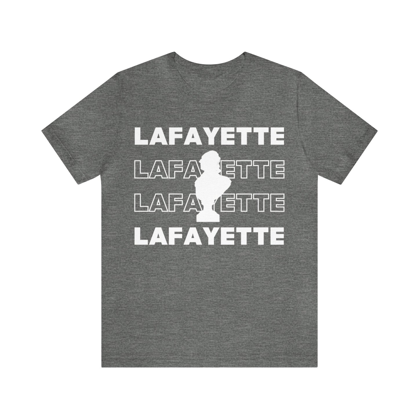 Lafayette Bust Silhouette Over White Letters - Unisex Jersey Short Sleeve - The Nation's Guest, Marquis de Lafayette