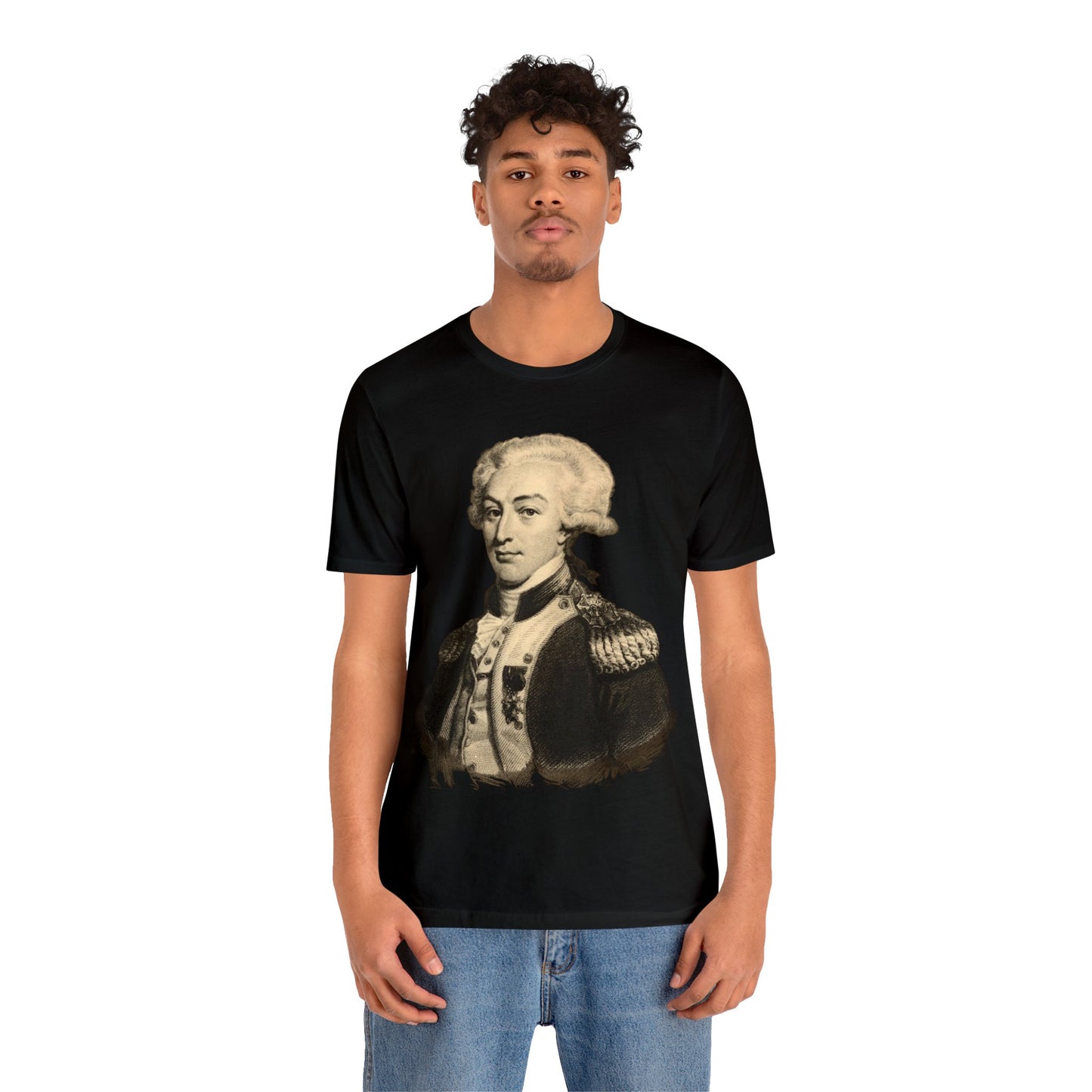 Lafayette Portrait T-shirt - Unisex Jersey Short Sleeve - The Nation's Guest, Marquis de Lafayette, Hero of Two Worlds