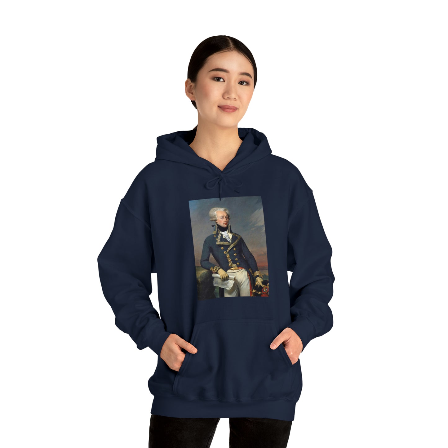 Two-Sided Marquis de Lafayette Classic Unisex Heavy Blend Hooded Sweatshirt With Quote