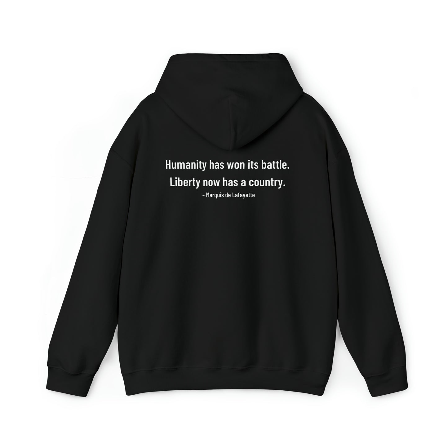 Two-Sided Marquis de Lafayette Classic Unisex Heavy Blend Hooded Sweatshirt With Quote
