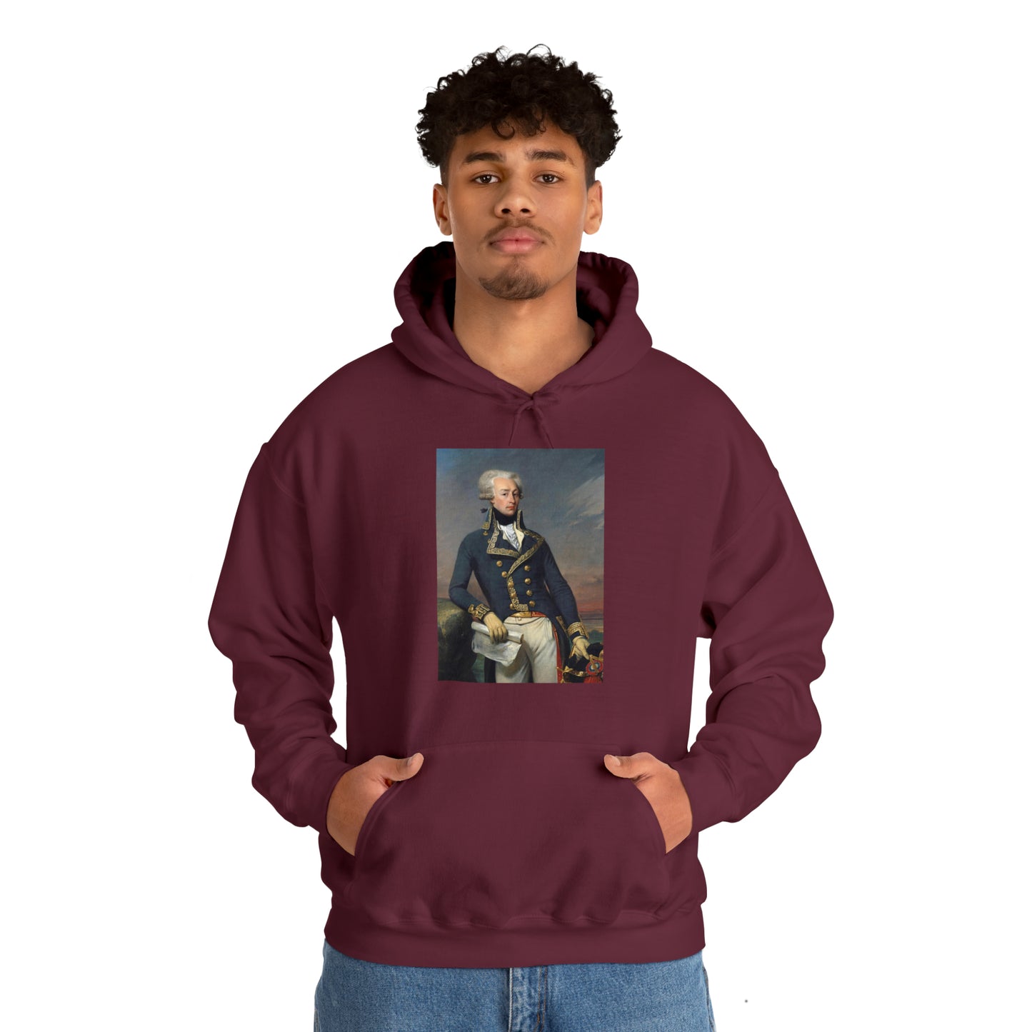 Two-Sided Marquis de Lafayette Classic Unisex Heavy Blend Hooded Sweatshirt With Quote
