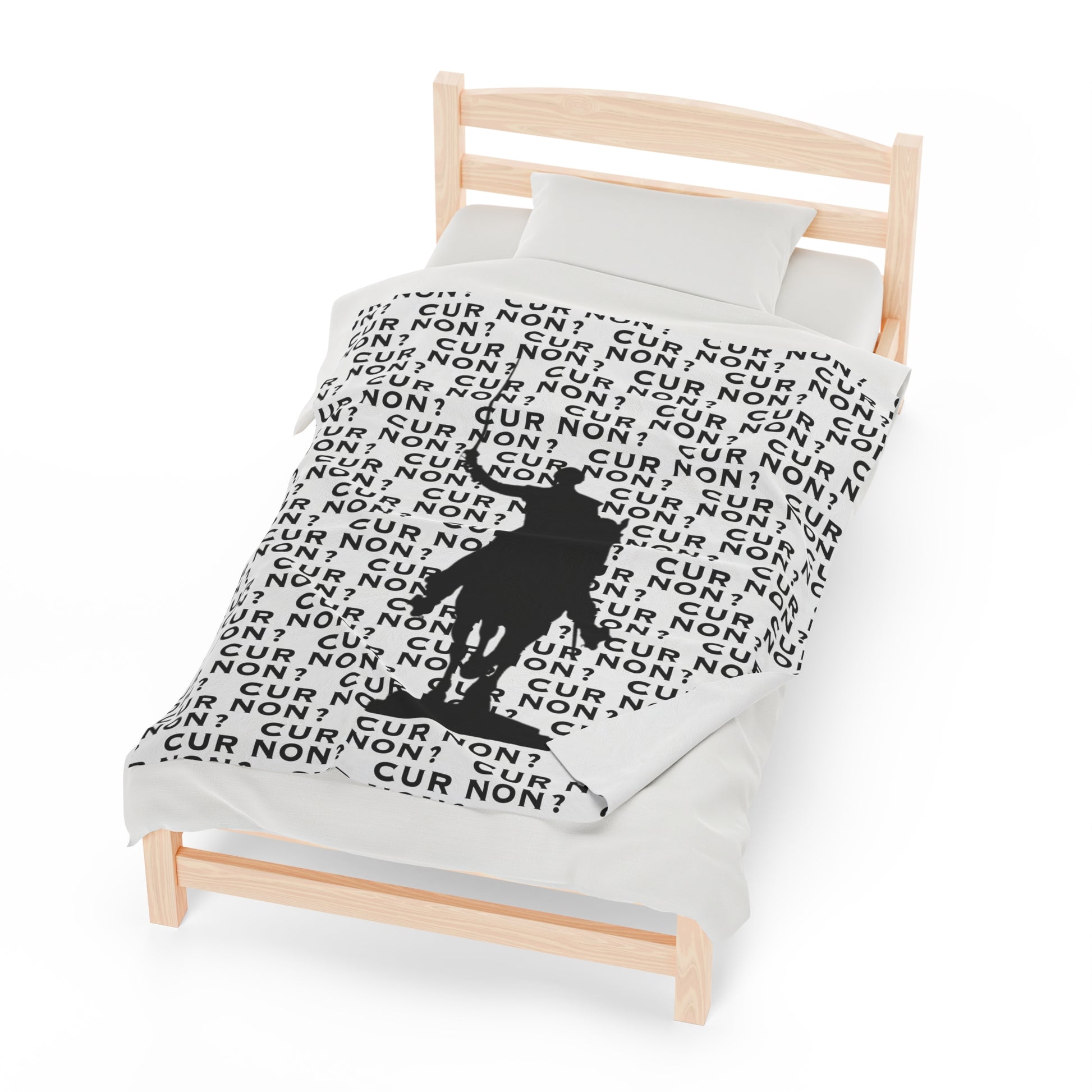 lafayette blanket Marquis de Lafayette silhouette and cur non motto on a blanket in black and white