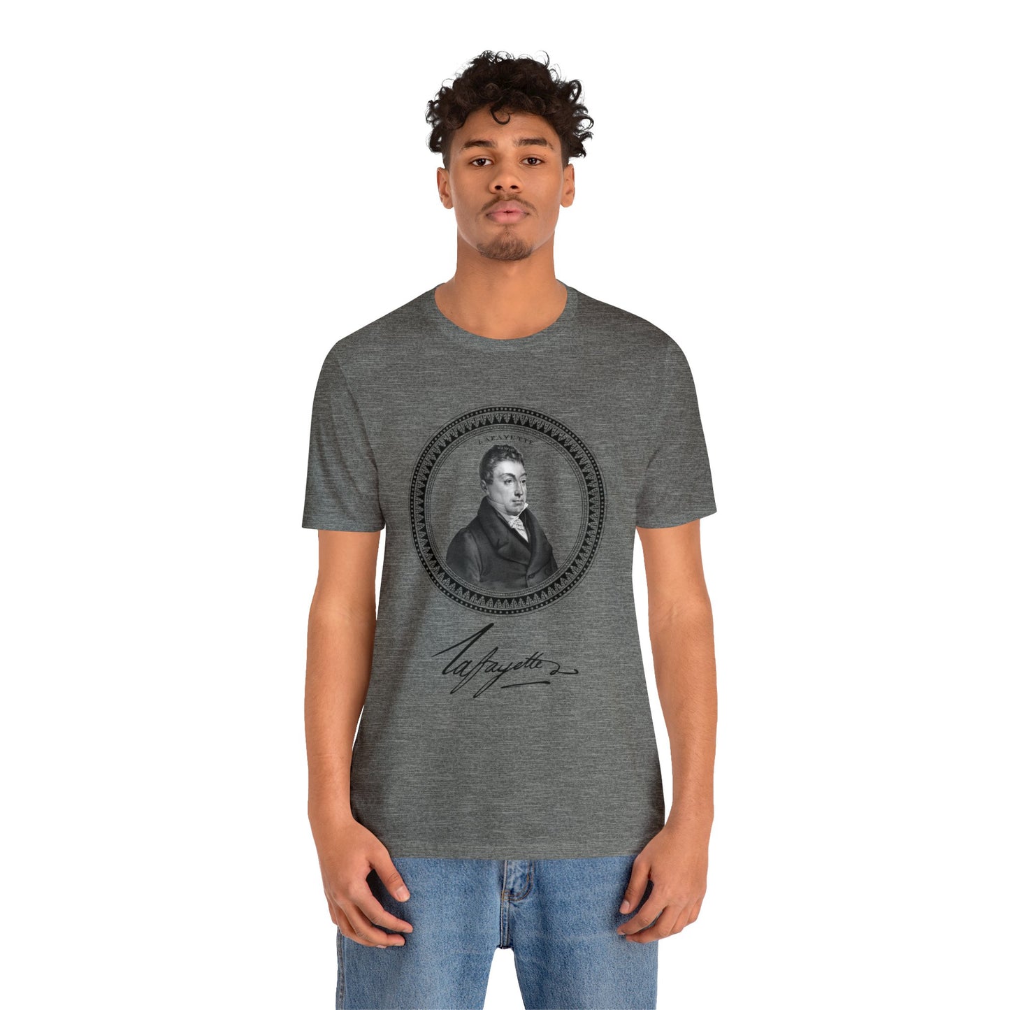 Marquis de Lafayette 1820's Emblem Unisex Jersey Short Sleeve - Lafayette signature, History, Washington, Hamilton, America