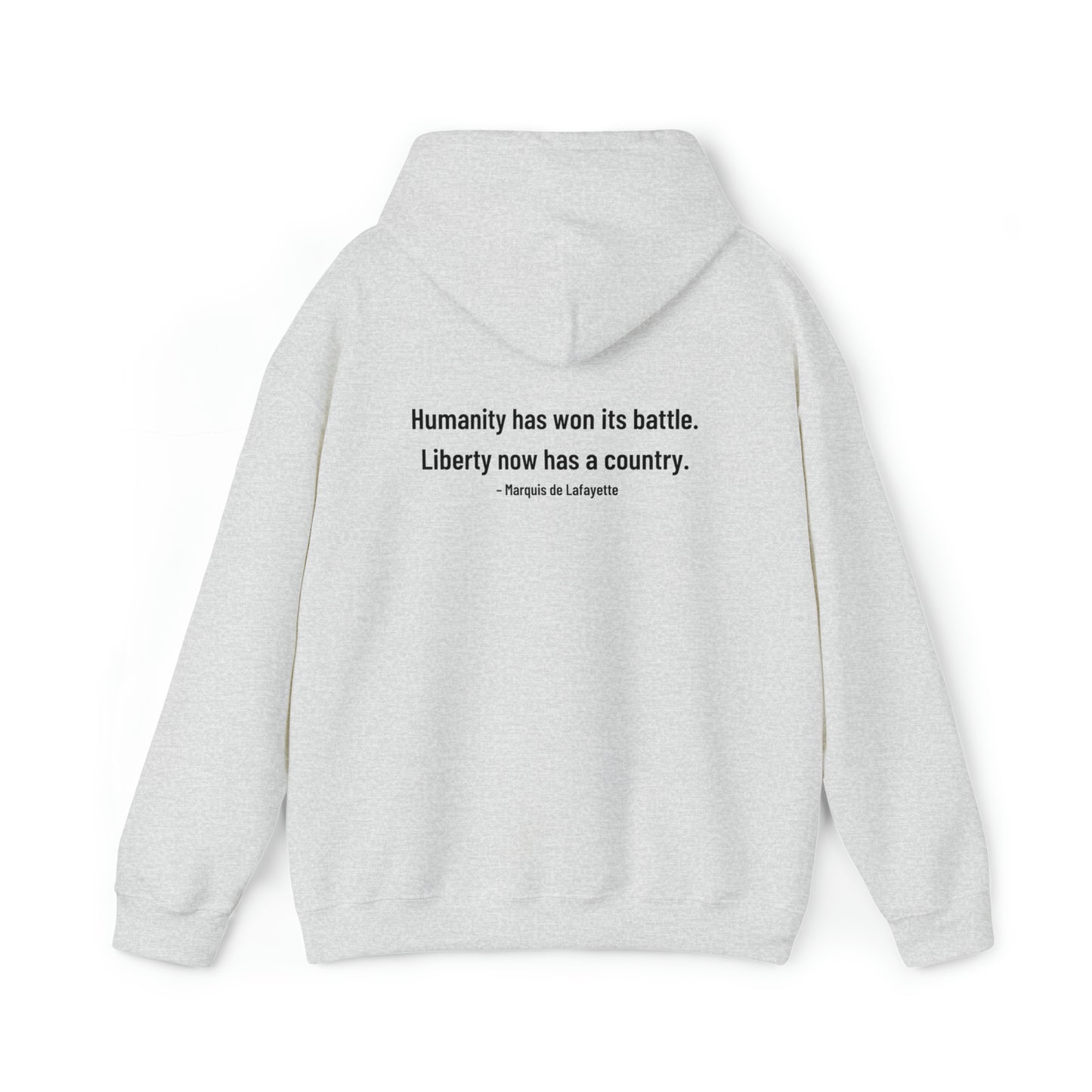 Two-Sided Marquis de Lafayette Classic Unisex Heavy Blend Hooded Sweatshirt With Quote