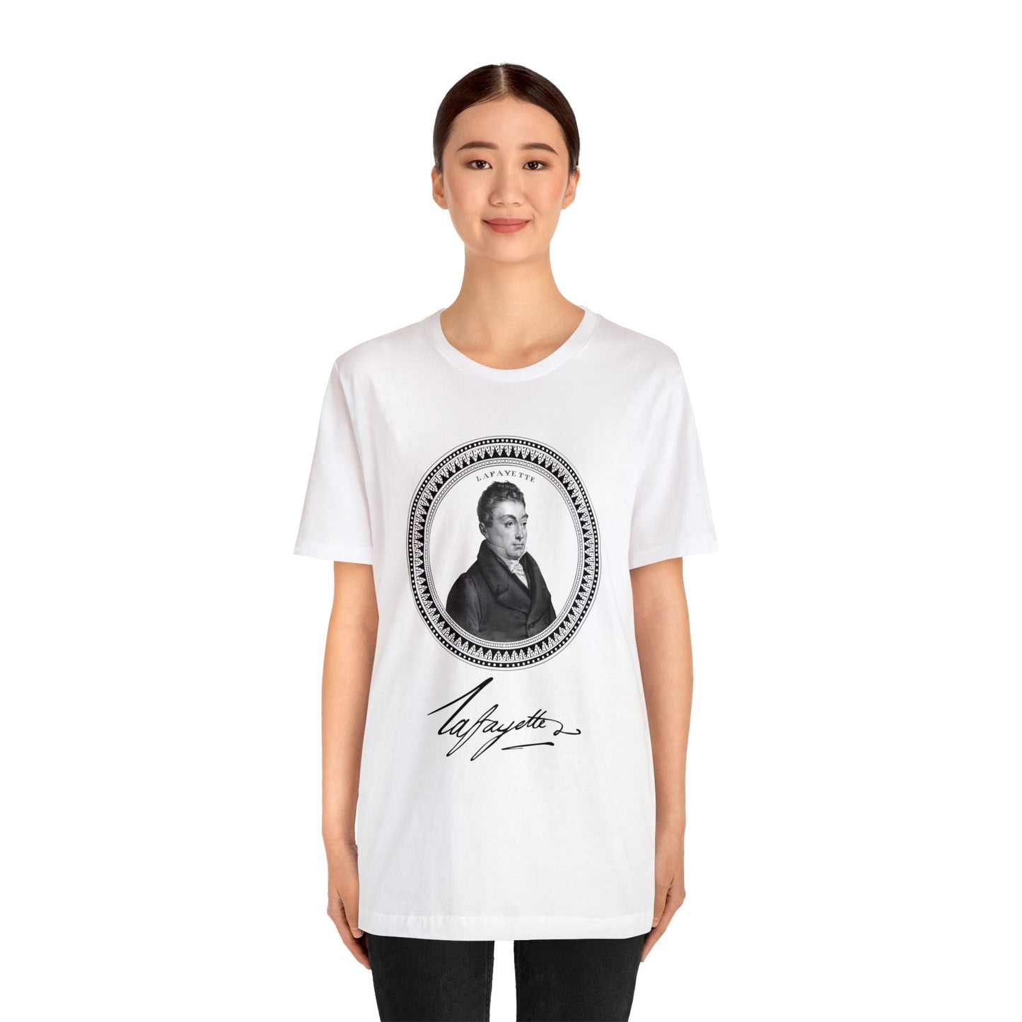 Marquis de Lafayette 1820's Emblem Unisex Jersey Short Sleeve - Lafayette signature, History, Washington, Hamilton, America