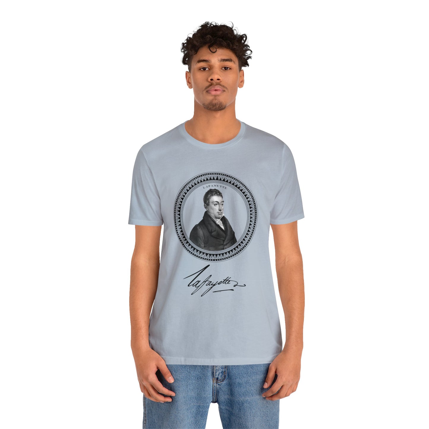 Marquis de Lafayette 1820's Emblem Unisex Jersey Short Sleeve - Lafayette signature, History, Washington, Hamilton, America