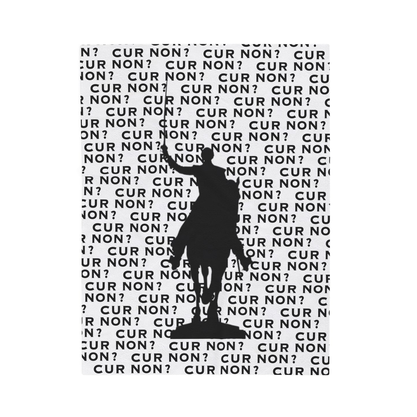 lafayette blanket Marquis de Lafayette silhouette and cur non motto on a blanket in black and white