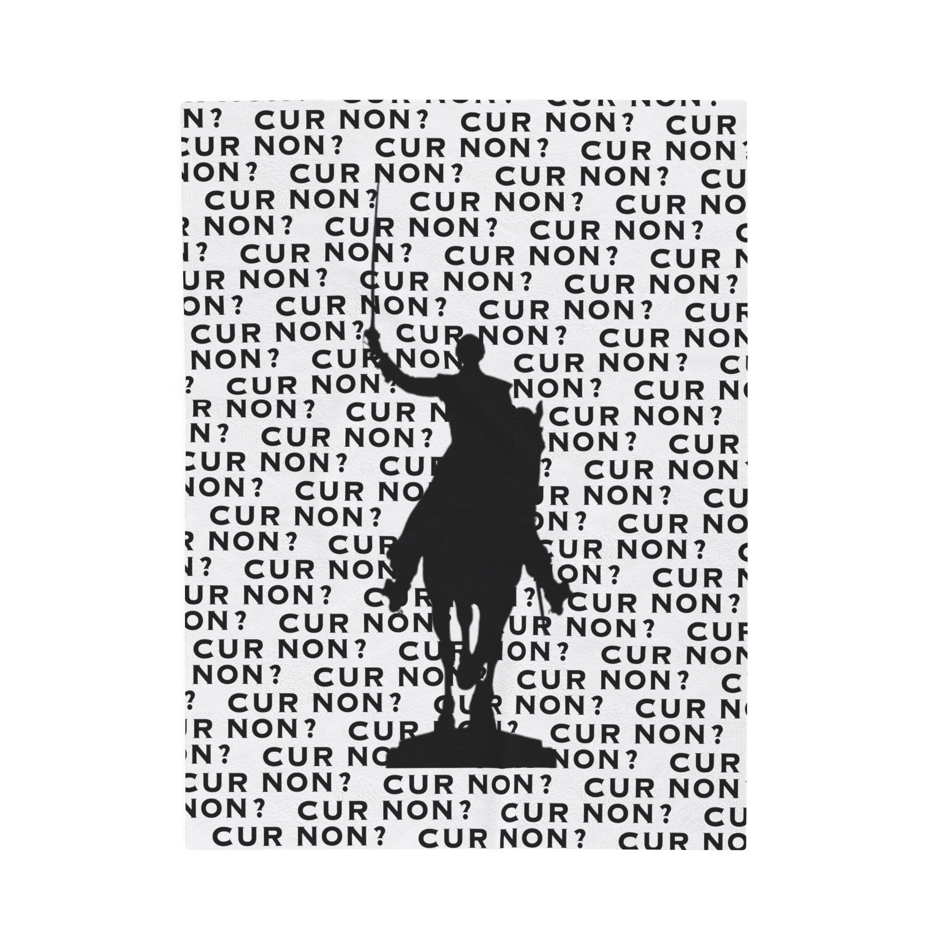 lafayette blanket Marquis de Lafayette silhouette and cur non motto on a blanket in black and white