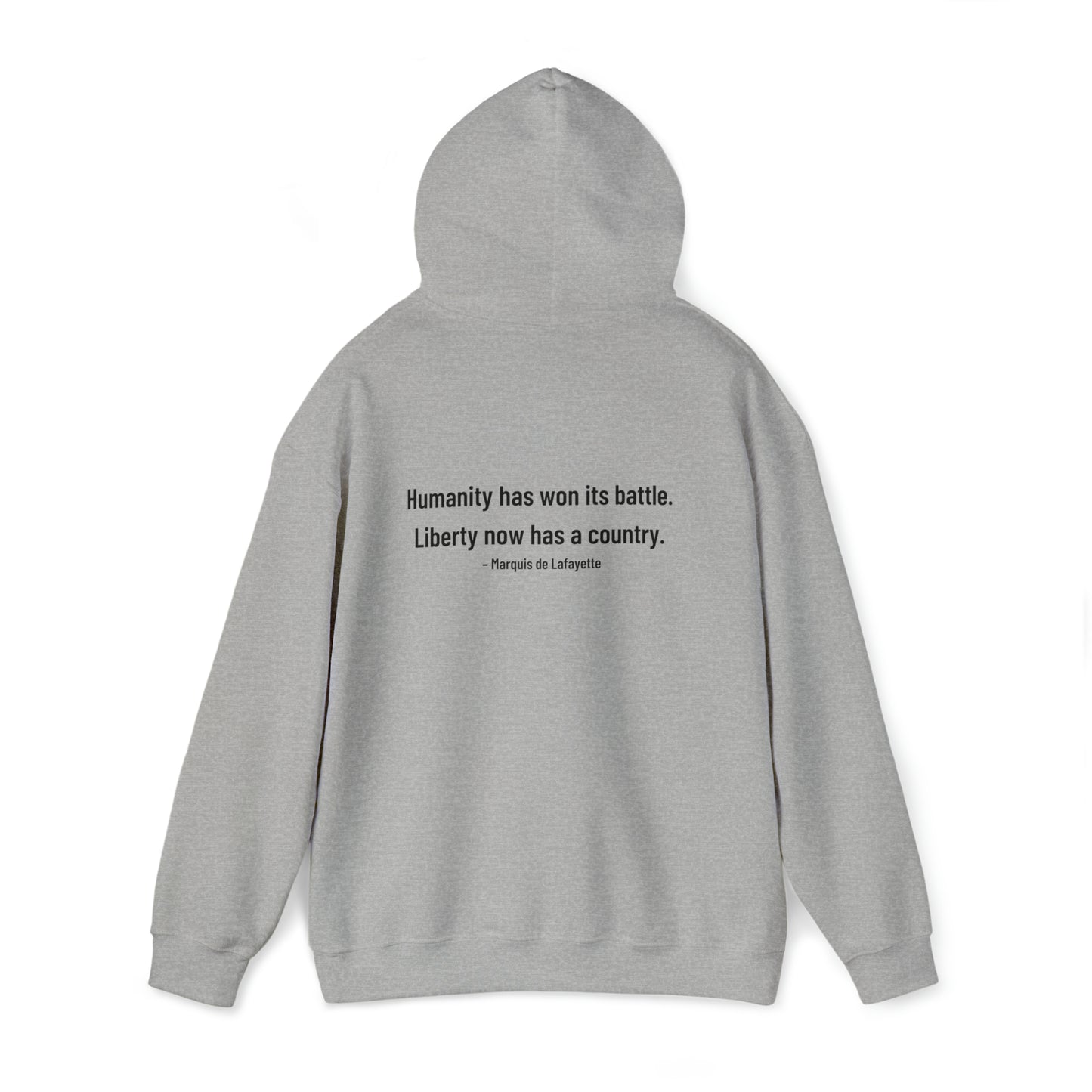Two-Sided Marquis de Lafayette Classic Unisex Heavy Blend Hooded Sweatshirt With Quote