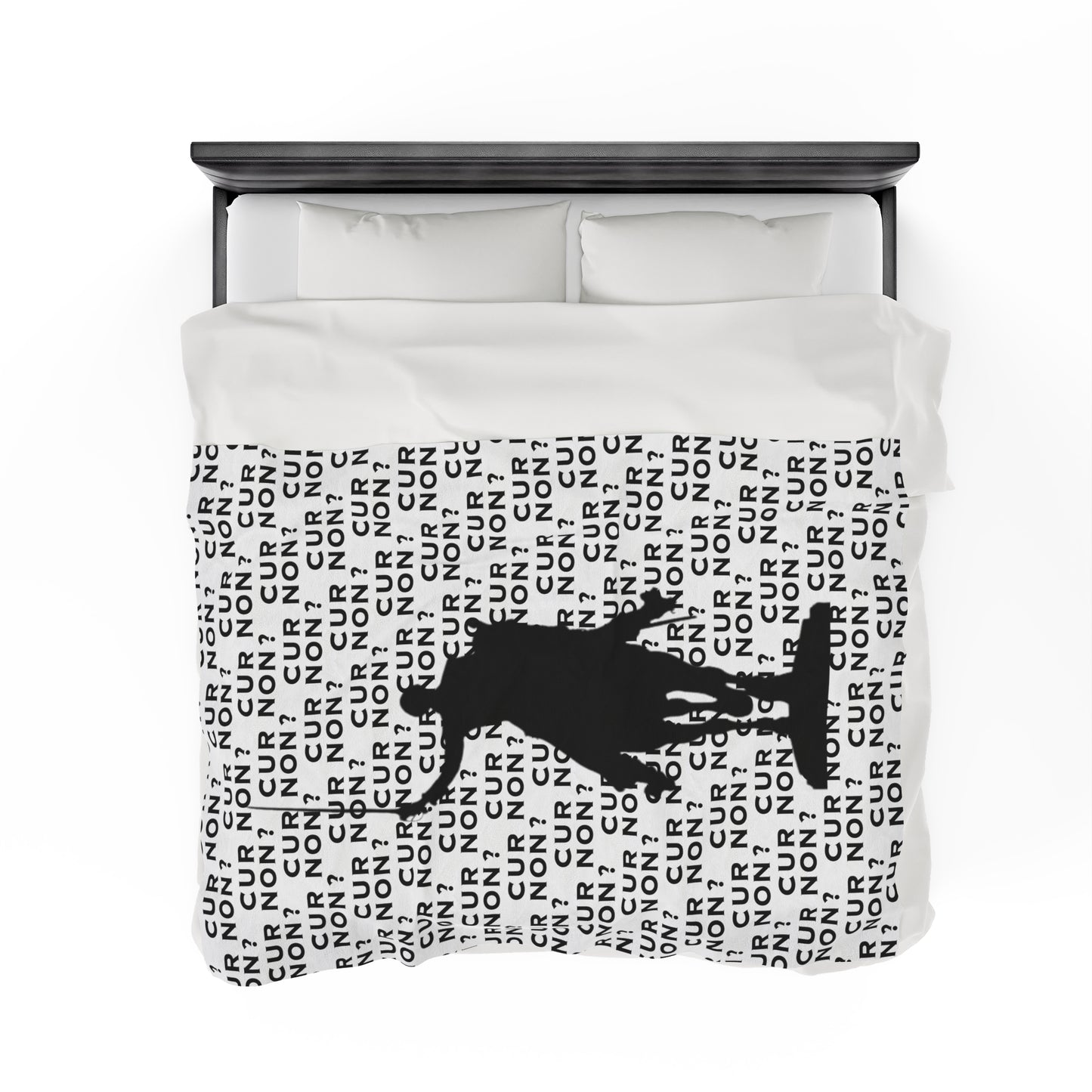 lafayette blanket Marquis de Lafayette silhouette and cur non motto on a blanket in black and white