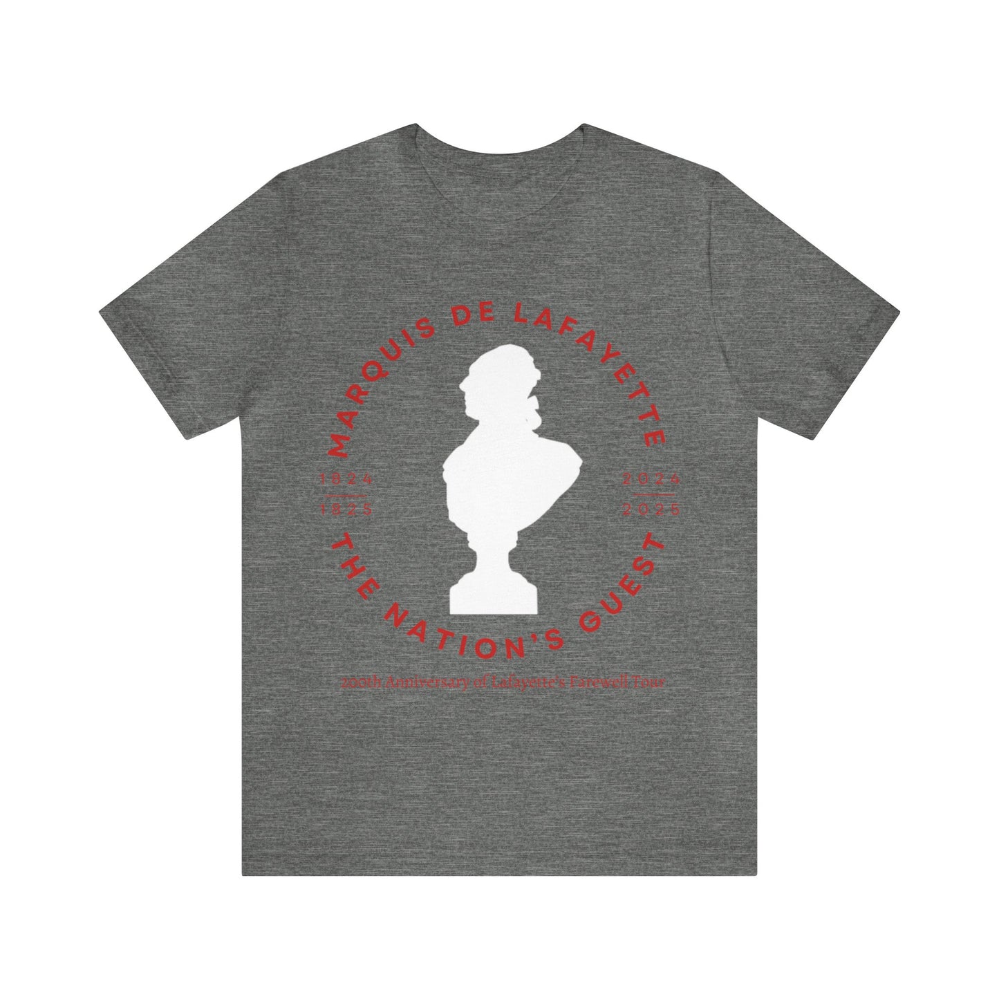 Lafayette Bust Silhouette Bicentennial Farewell Tour T-shirt - Unisex Jersey Short Sleeve - Hero of Two Worlds, Marquis de Lafayette