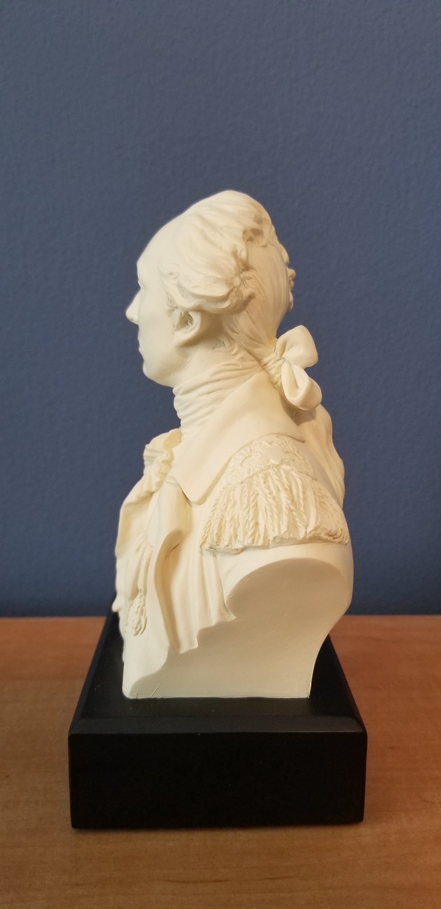 Bust of Lafayette. Bust of the Marquis de Lafayette fashioned after Houdon's bust of Lafayette. Statue of Lafayette. Statue of the Marquis de Lafayette.