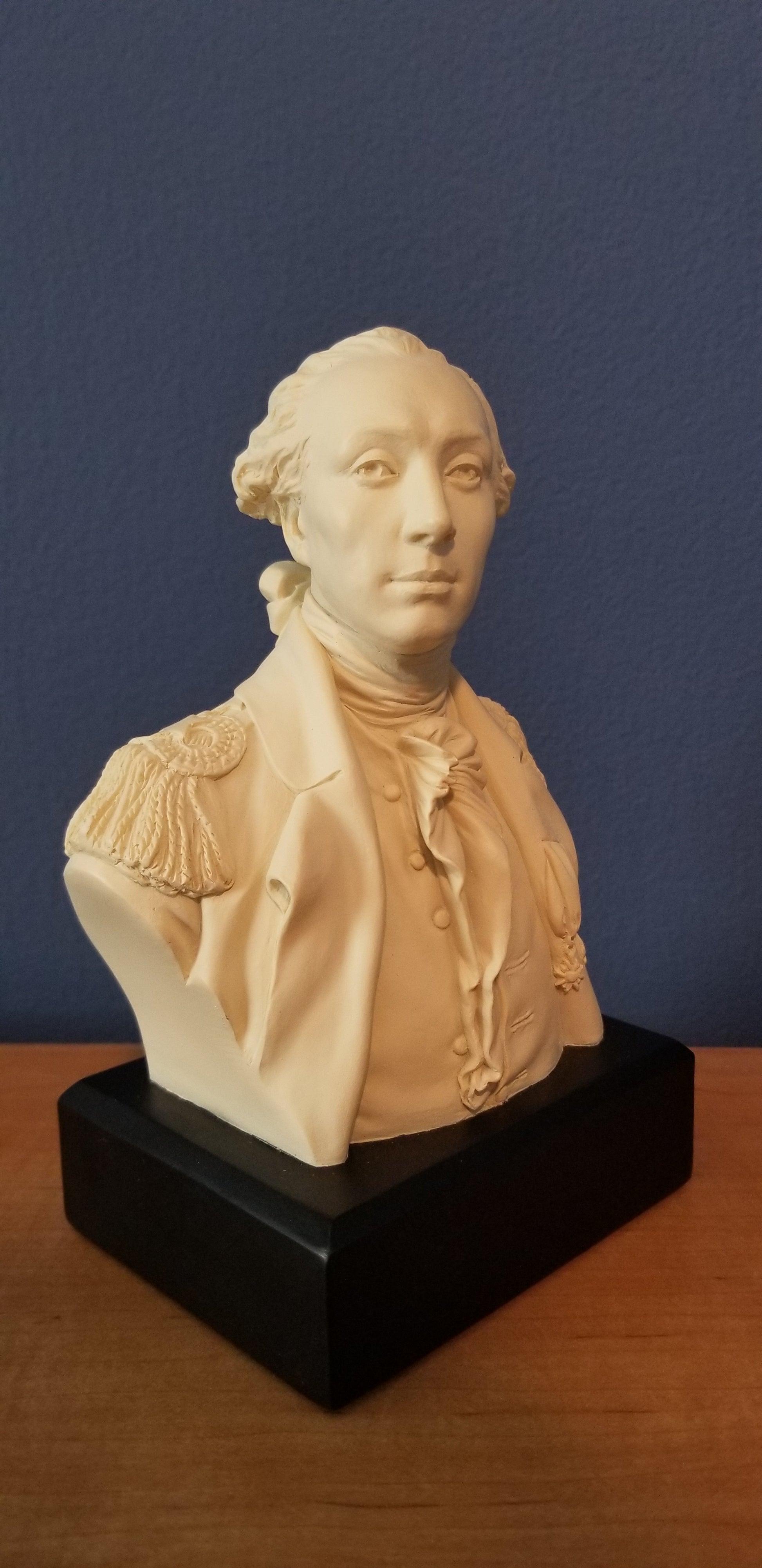Bust of Lafayette. Bust of the Marquis de Lafayette fashioned after Houdon's bust of Lafayette. Statue of Lafayette. Statue of the Marquis de Lafayette.