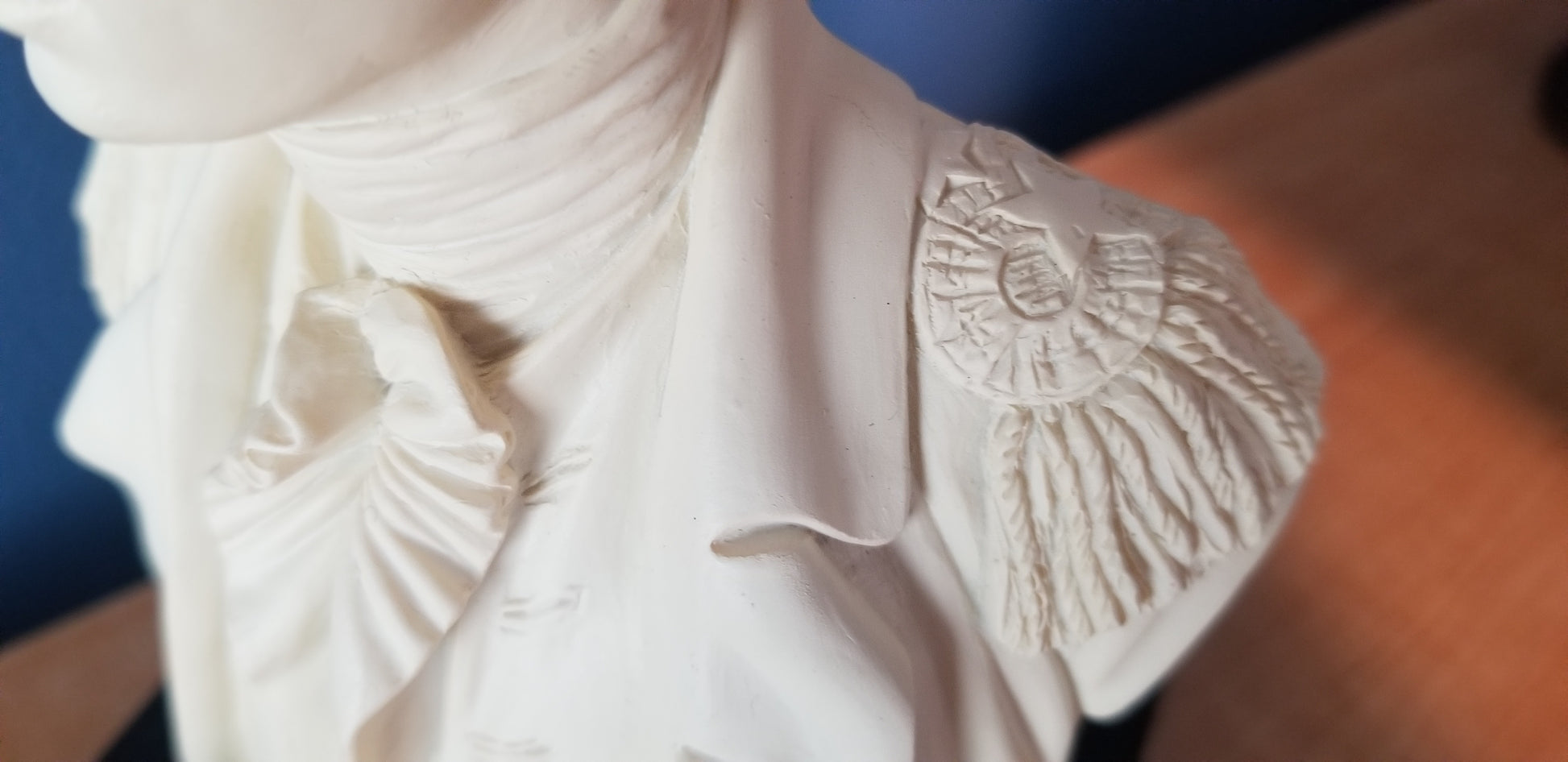 Bust of Lafayette. Bust of the Marquis de Lafayette fashioned after Houdon's bust of Lafayette. Statue of Lafayette. Statue of the Marquis de Lafayette.