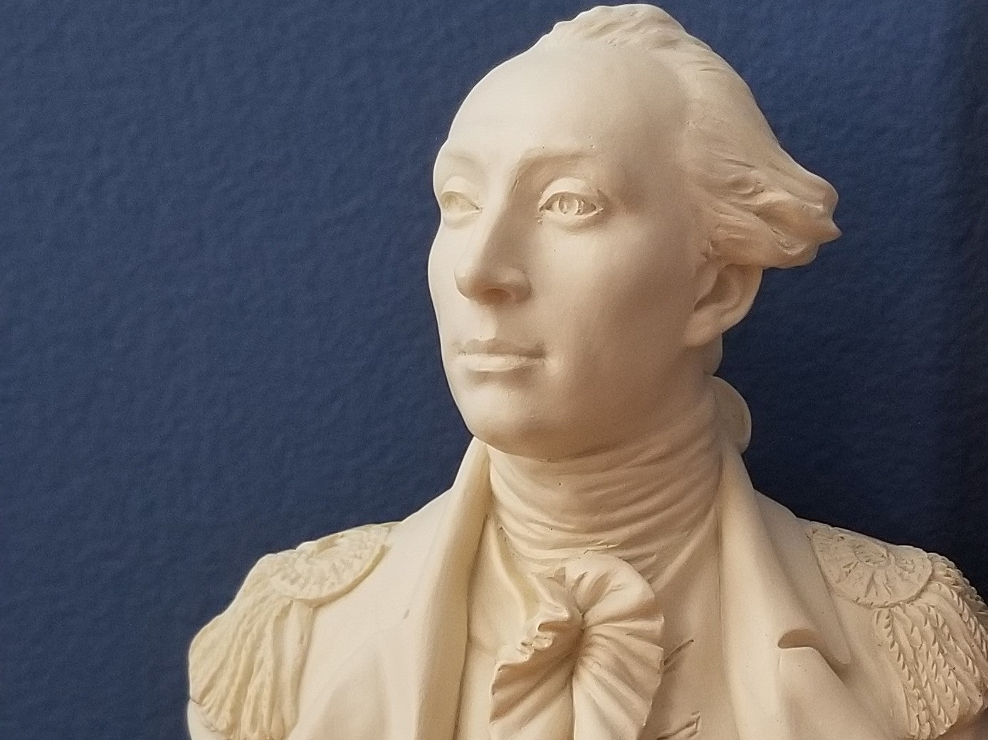 Bust of Lafayette. Bust of the Marquis de Lafayette fashioned after Houdon's bust of Lafayette. Statue of Lafayette. Statue of the Marquis de Lafayette.
