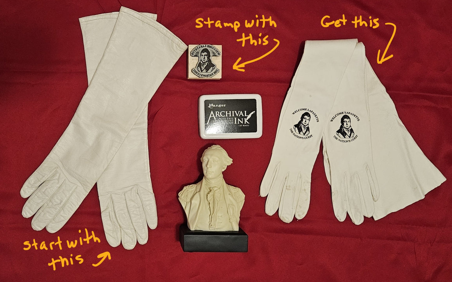 Lafayette Rubber Stamps - Two Styles of Welcome Lafayette Stamps to Make Your Own Gloves
