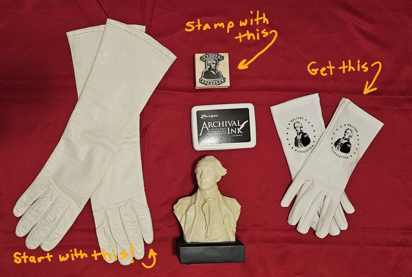 Lafayette Rubber Stamps - Two Styles of Welcome Lafayette Stamps to Make Your Own Gloves