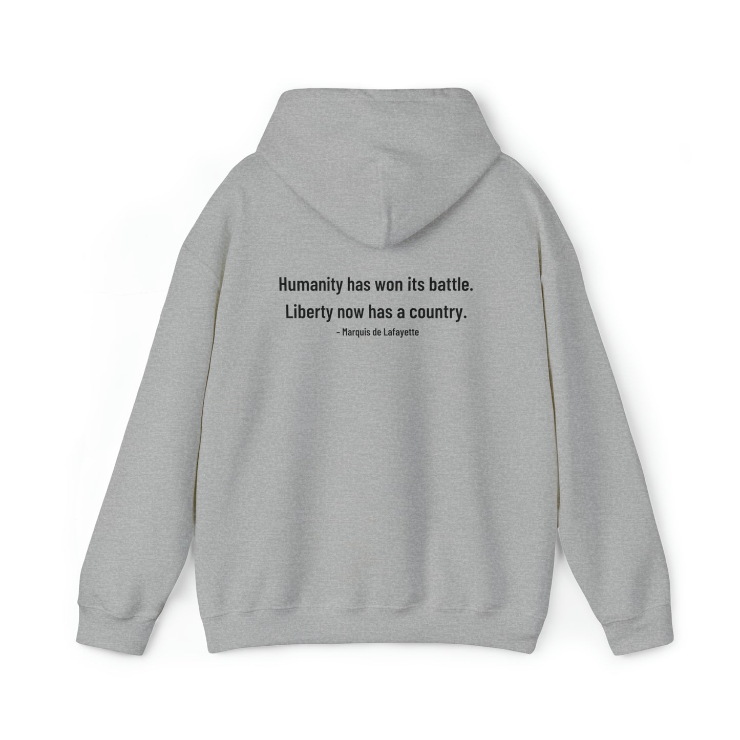 Two-Sided Marquis de Lafayette Classic Unisex Heavy Blend Hooded Sweatshirt With Quote
