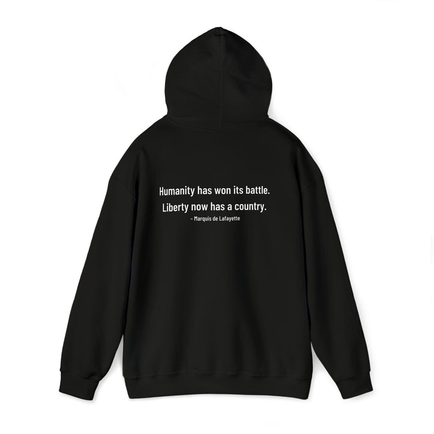Two-Sided Marquis de Lafayette Classic Unisex Heavy Blend Hooded Sweatshirt With Quote