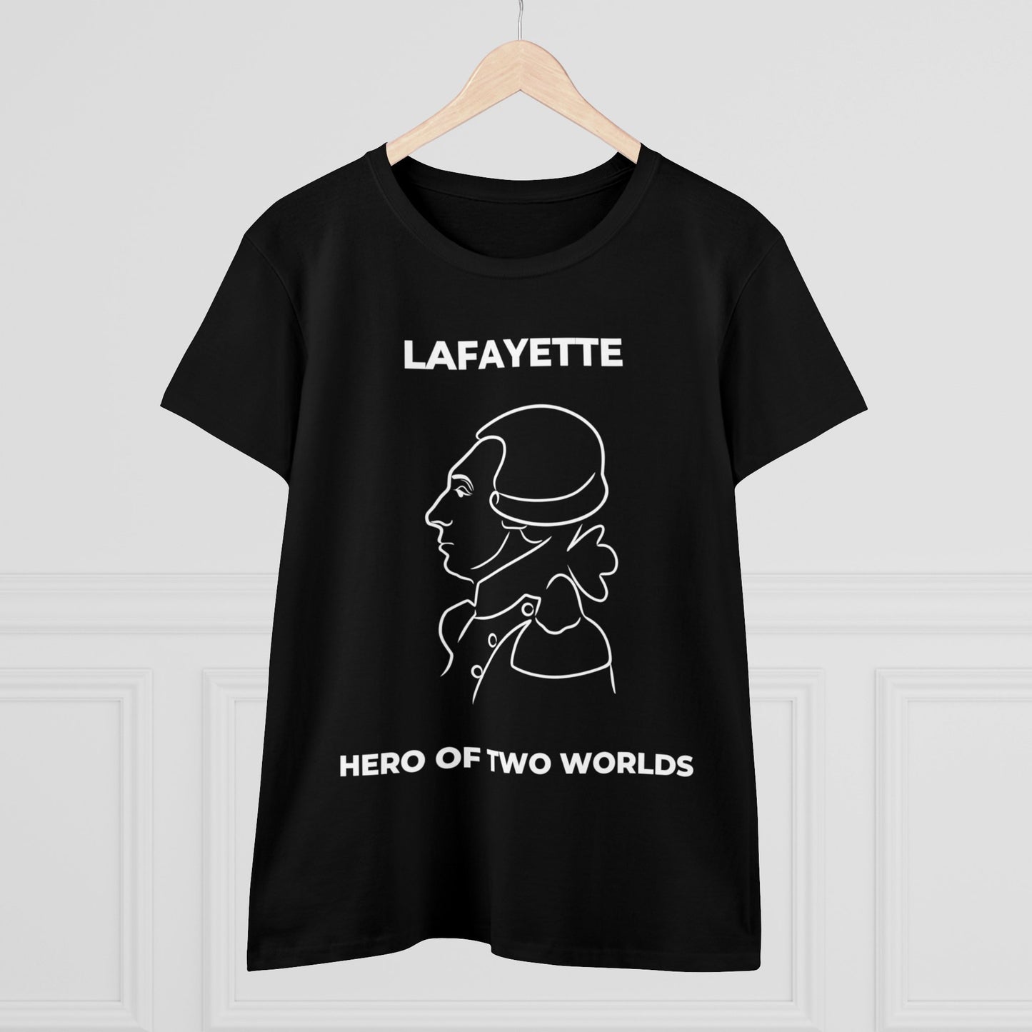 Lafayette Women's Tee Cap Sleeves Midweight Cotton - Slightly Fitted - Line Portrait, History, History Teacher, Bicentennial, Marquis
