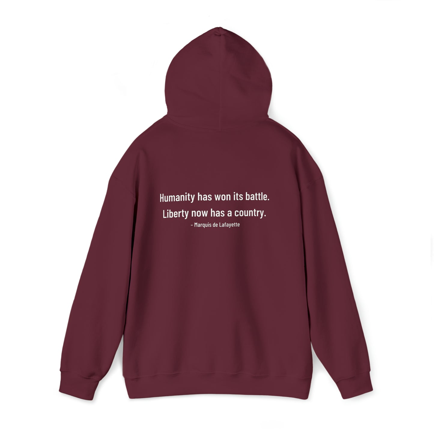Two-Sided Marquis de Lafayette Classic Unisex Heavy Blend Hooded Sweatshirt With Quote