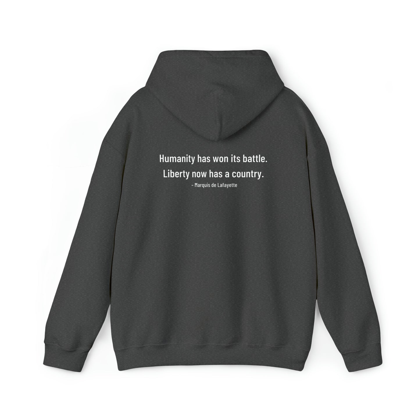 Two-Sided Marquis de Lafayette Classic Unisex Heavy Blend Hooded Sweatshirt With Quote