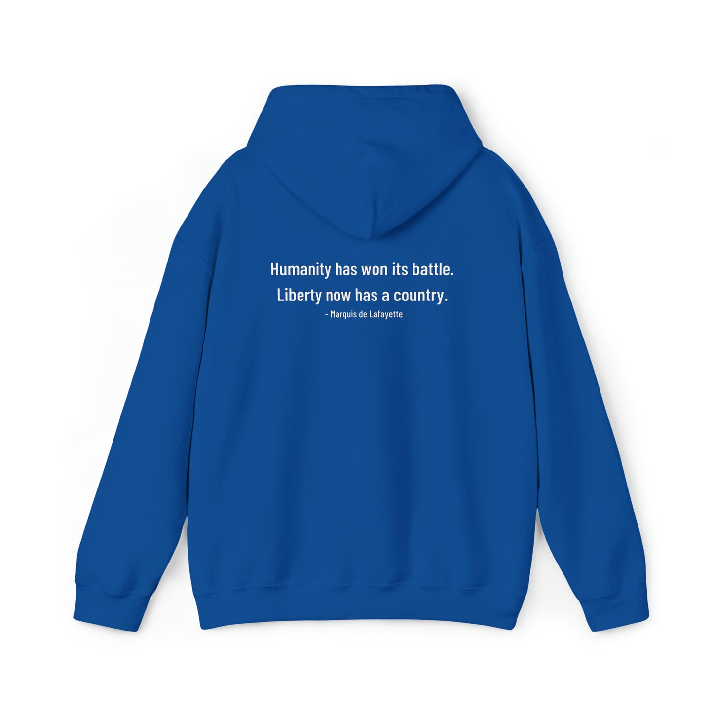 Two-Sided Marquis de Lafayette Classic Unisex Heavy Blend Hooded Sweatshirt With Quote