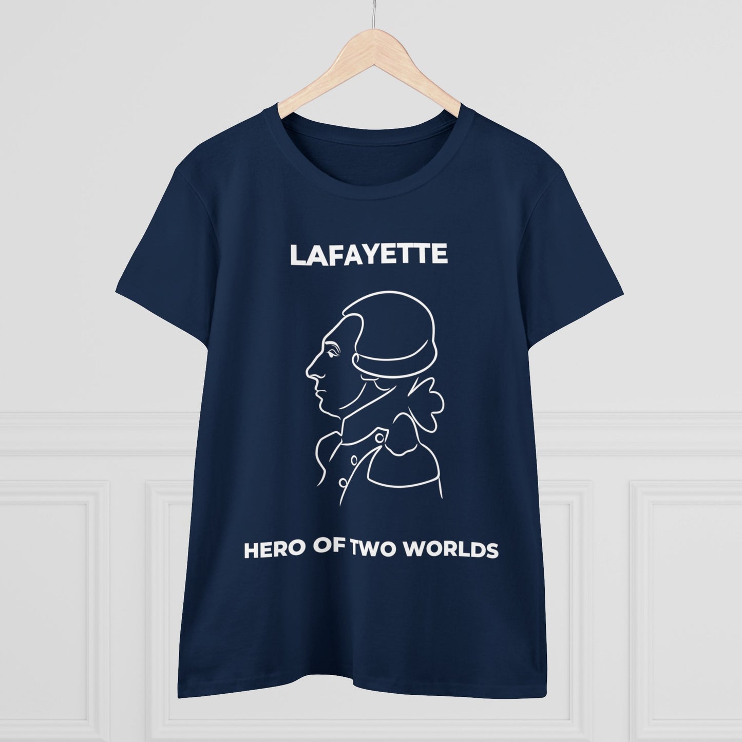 Lafayette Women's Tee Cap Sleeves Midweight Cotton - Slightly Fitted - Line Portrait, History, History Teacher, Bicentennial, Marquis