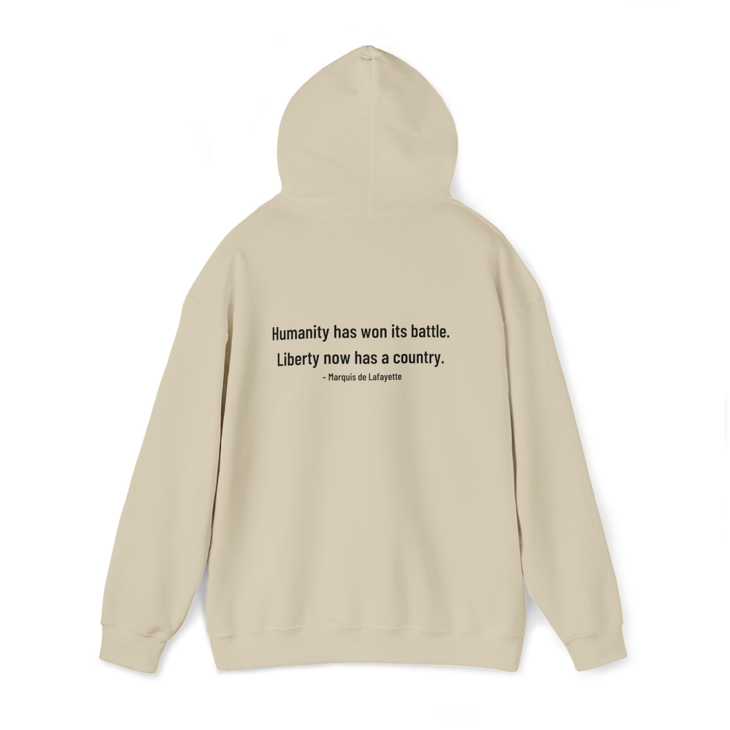 Two-Sided Marquis de Lafayette Classic Unisex Heavy Blend Hooded Sweatshirt With Quote