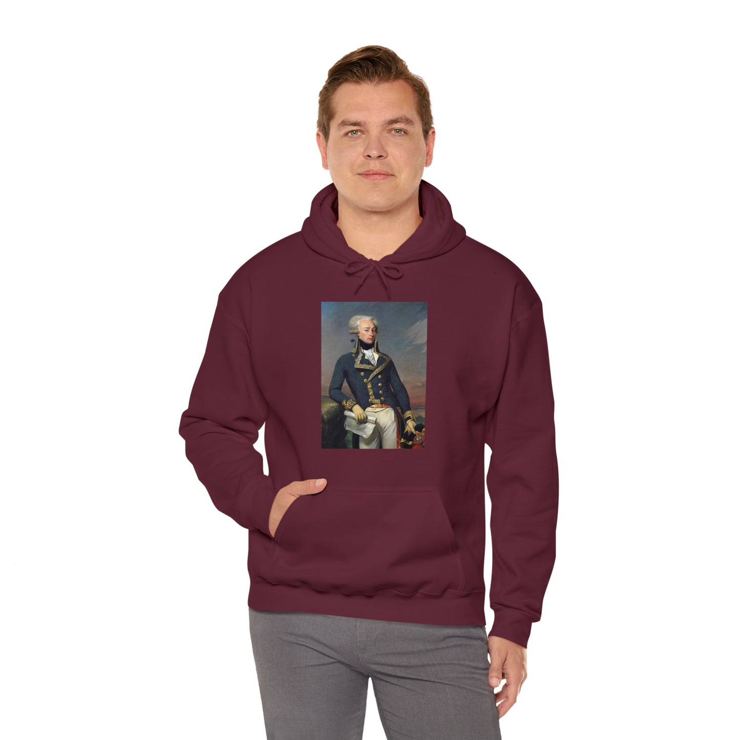 Two-Sided Marquis de Lafayette Classic Unisex Heavy Blend Hooded Sweatshirt With Quote