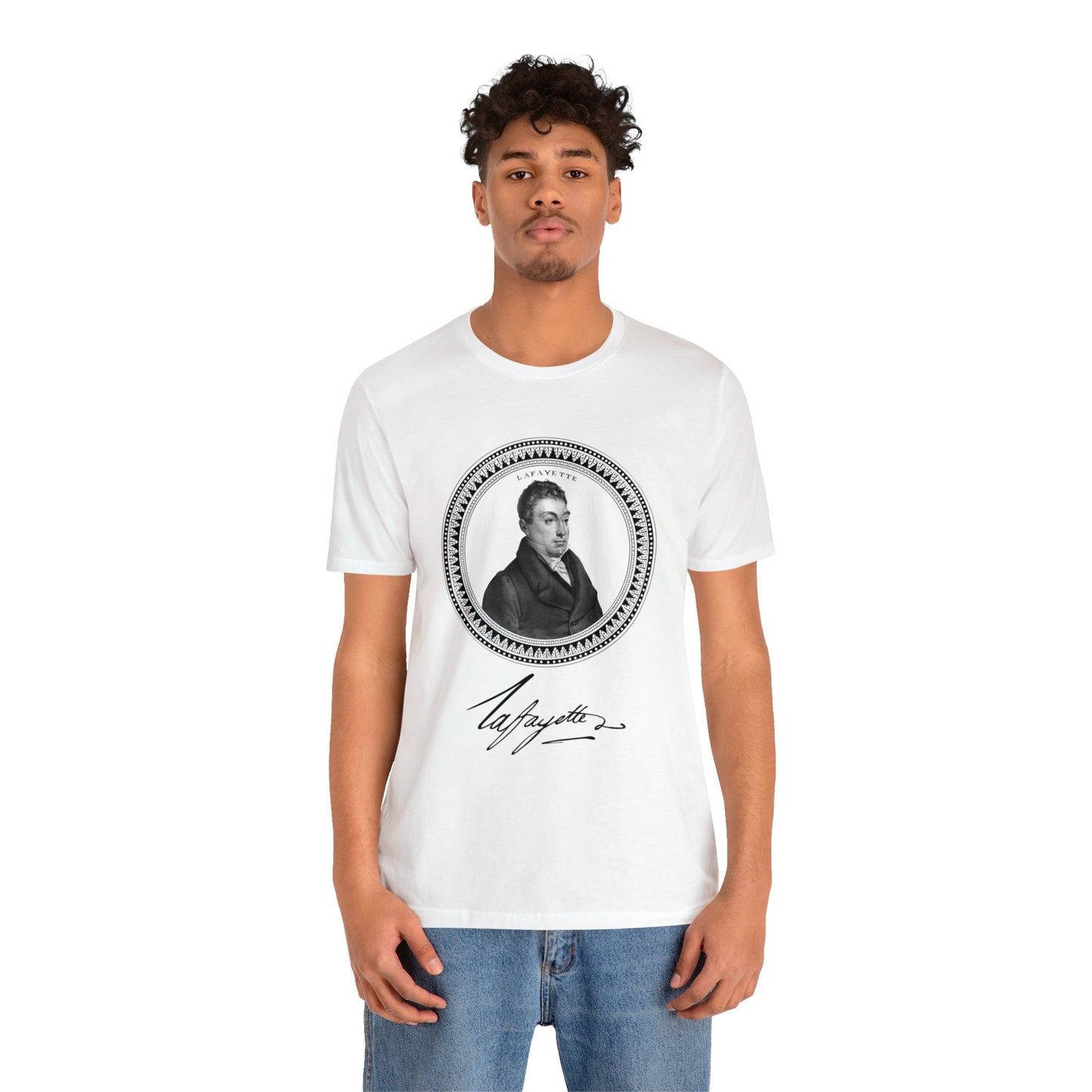 Marquis de Lafayette 1820's Emblem Unisex Jersey Short Sleeve - Lafayette signature, History, Washington, Hamilton, America