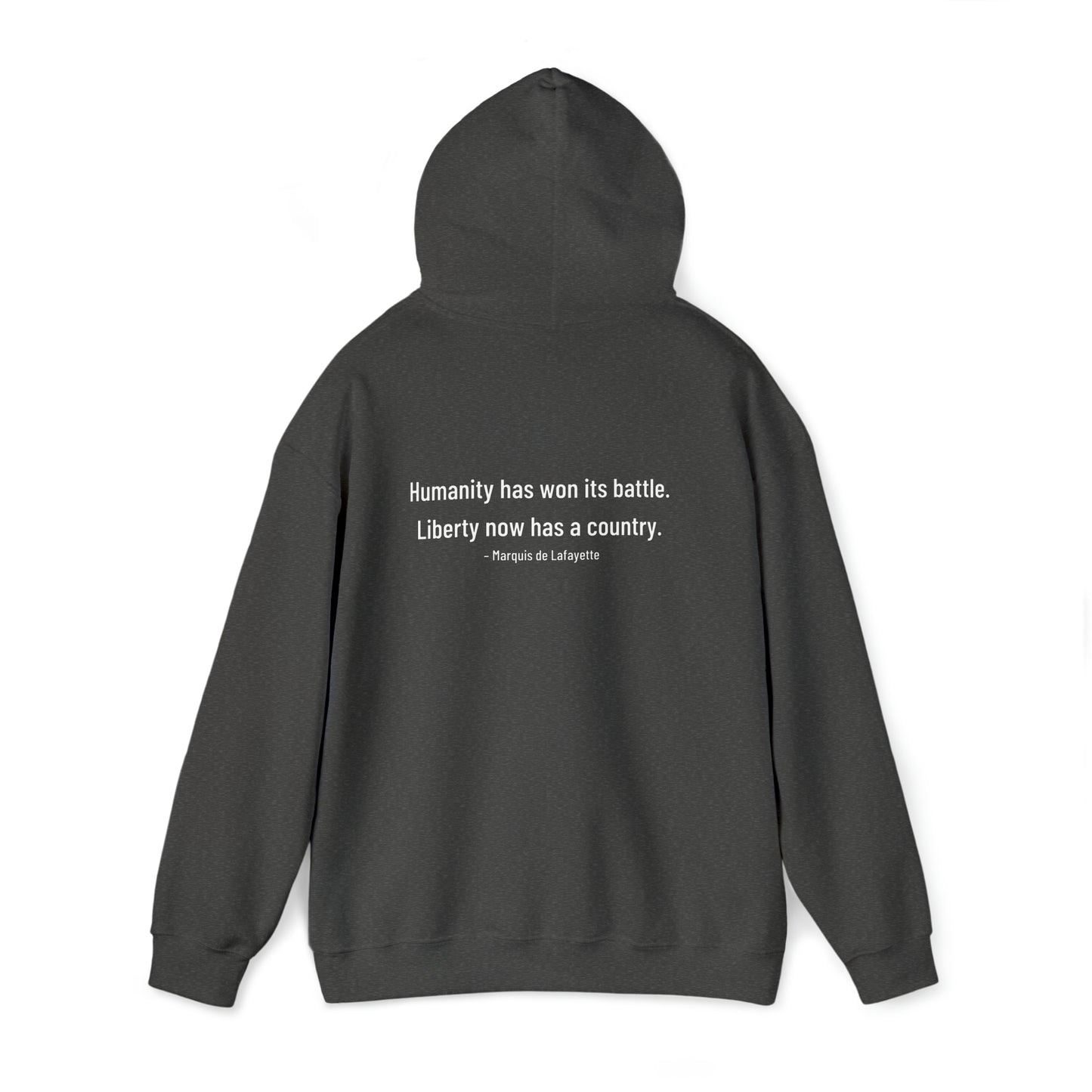 Two-Sided Marquis de Lafayette Classic Unisex Heavy Blend Hooded Sweatshirt With Quote