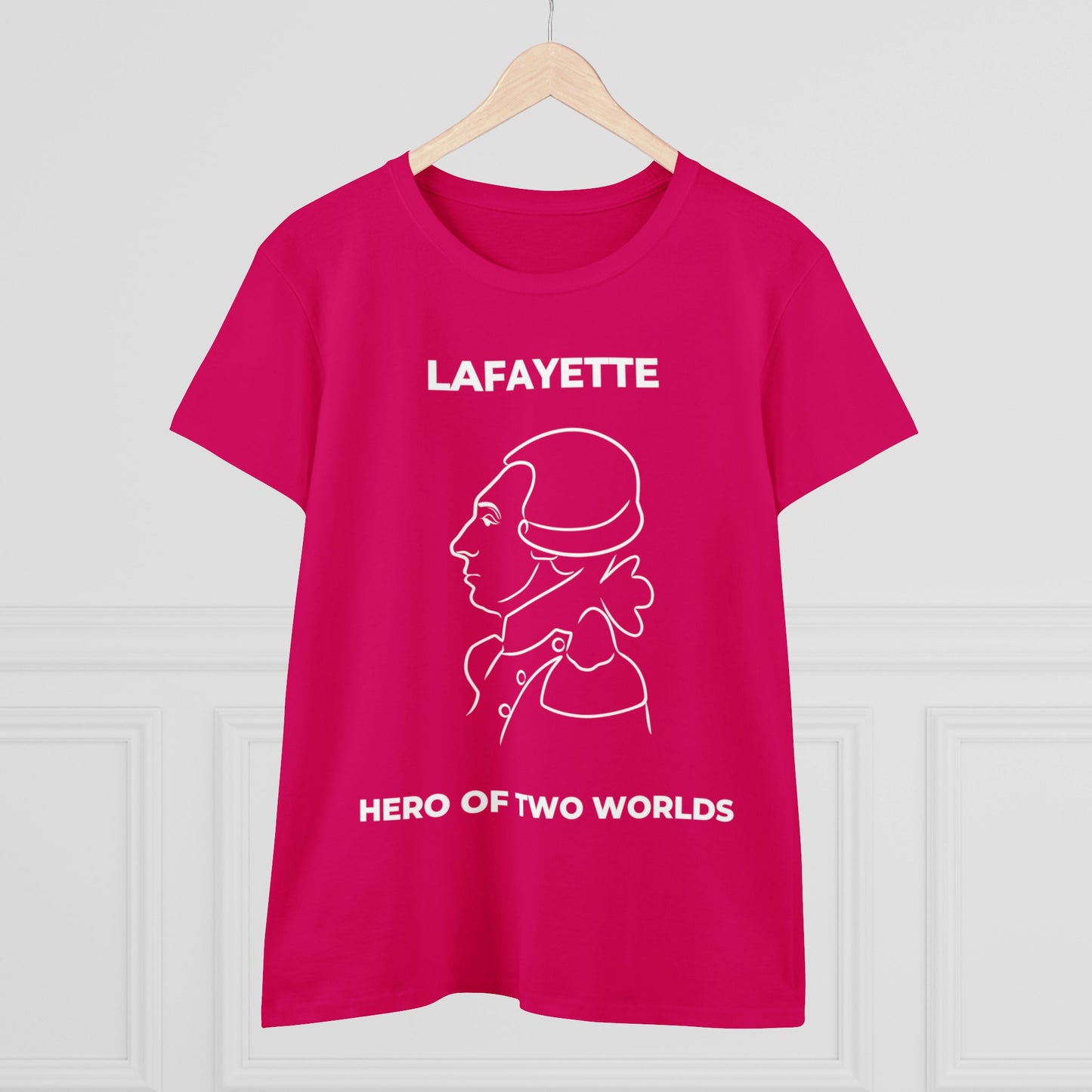 Lafayette Women's Tee Cap Sleeves Midweight Cotton - Slightly Fitted - Line Portrait, History, History Teacher, Bicentennial, Marquis
